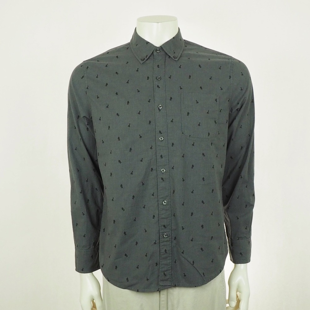 Bonobos Button Down Shirt Mens Medium Black Chess Pieces Piece Game Print